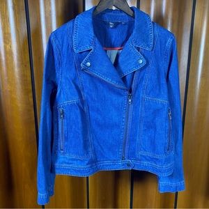 Boden Wren Biker Jacket - Denim - Size 14